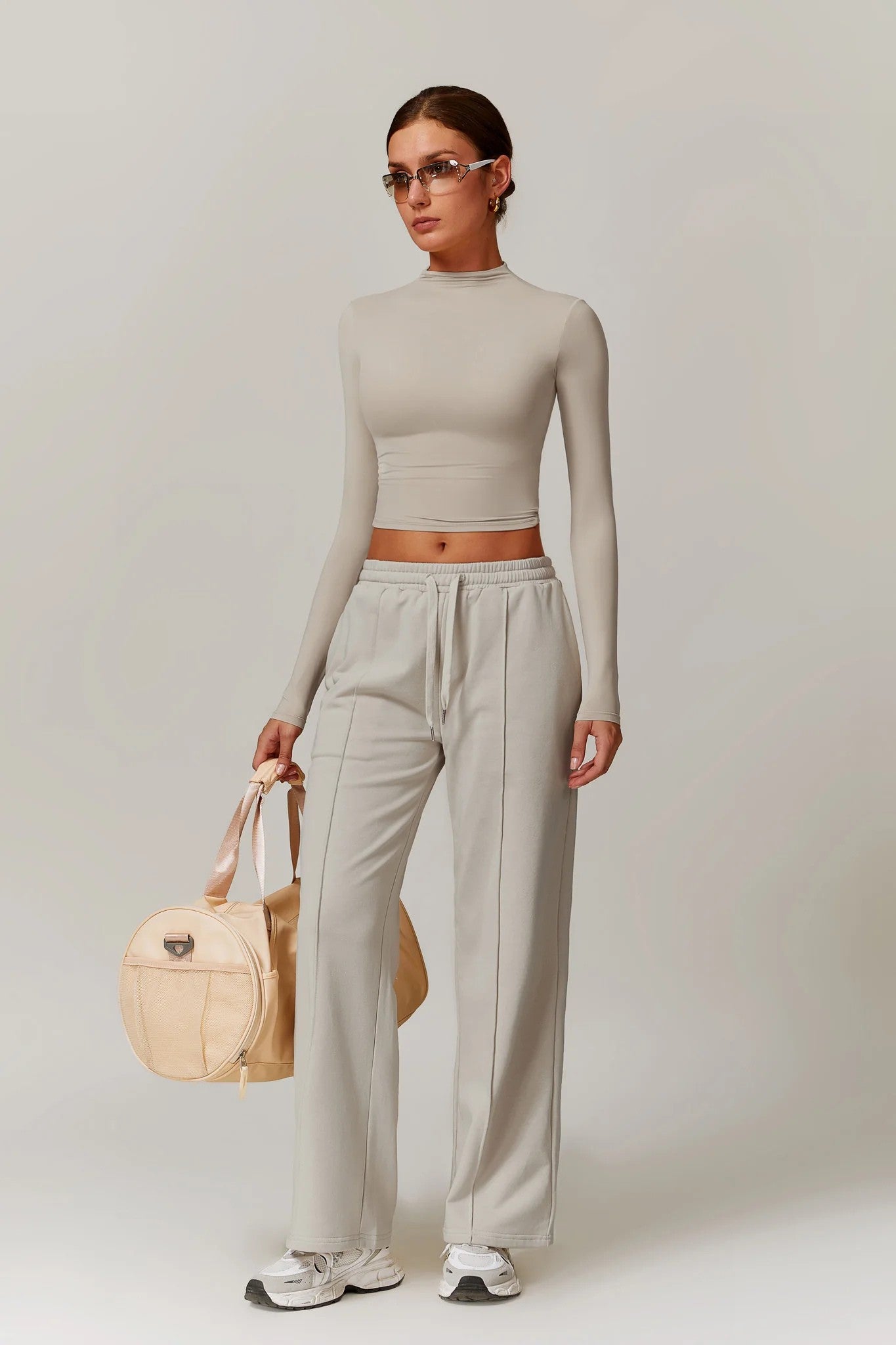 CÉLENE High Neck Long Sleeve Linen Dune