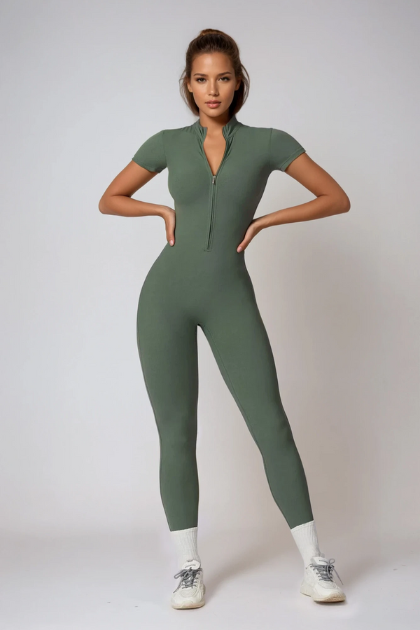 NOÉMIA Short Sleeve Jumpsuit Olive Khaki