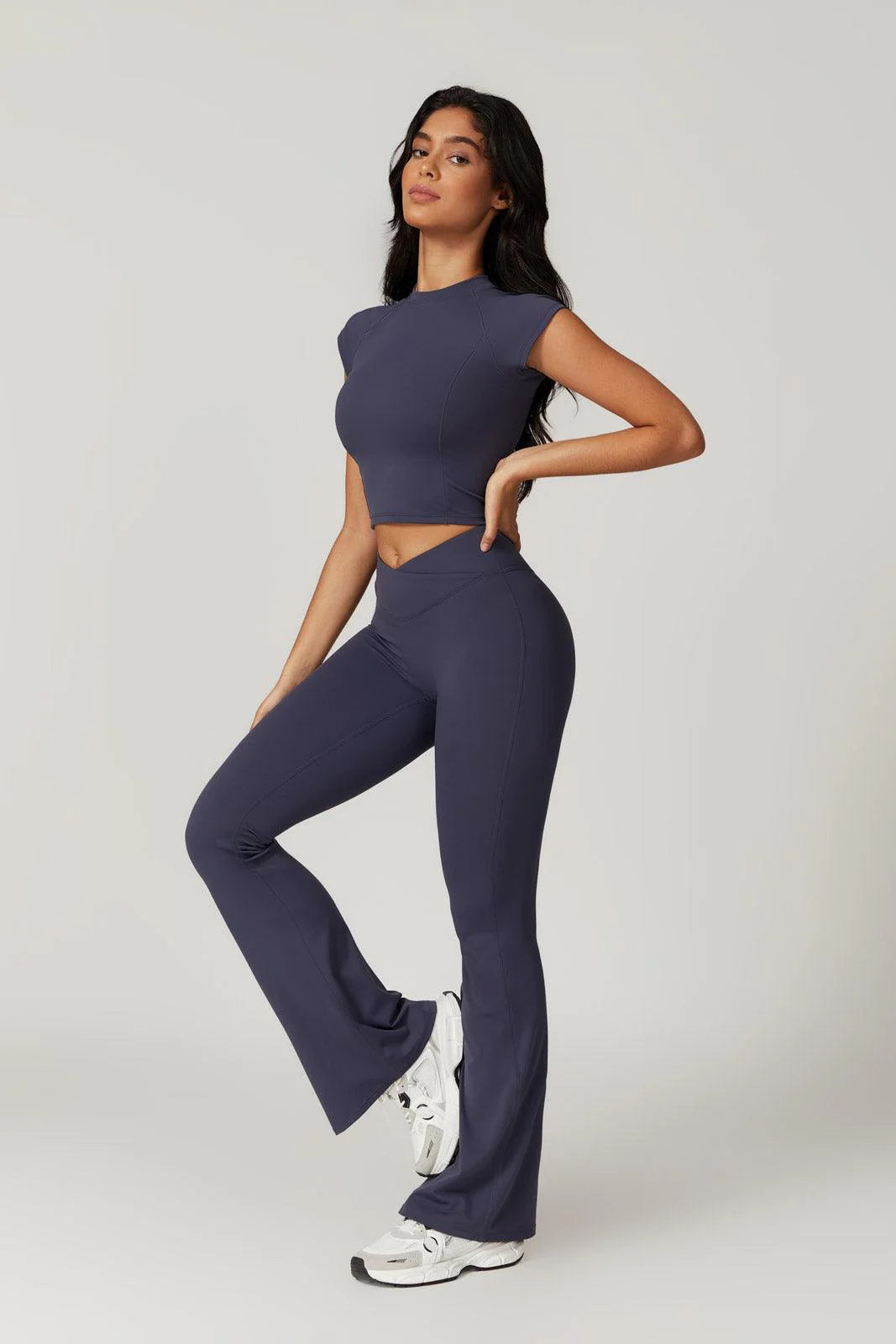 VÉRA Flared Leggings Miste Bleu