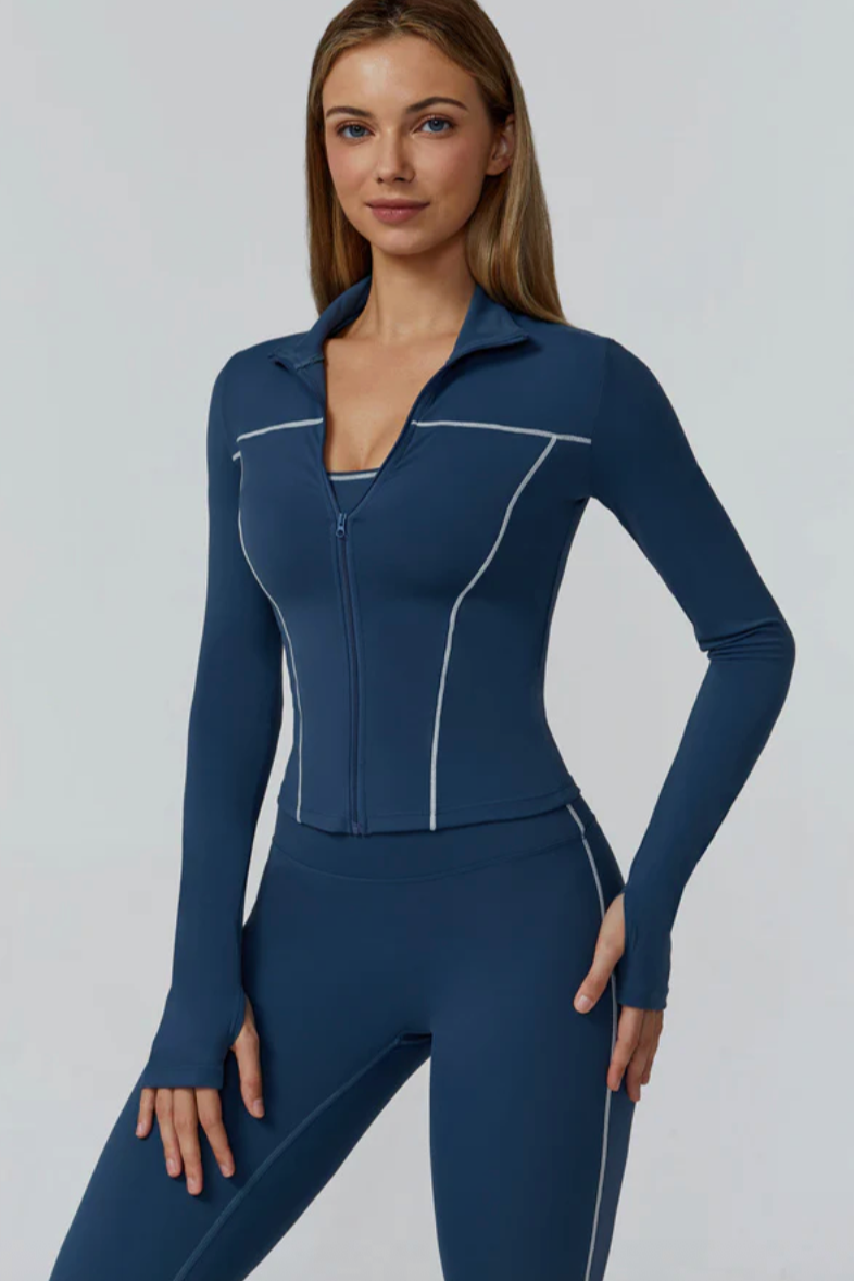 ALLURE FEMME Sleek Sculpt Jacket Bleu Irisé