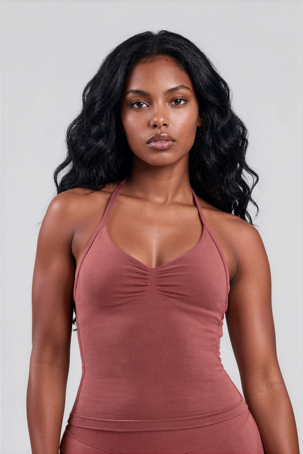 Ana Halter Top Marron Rosé