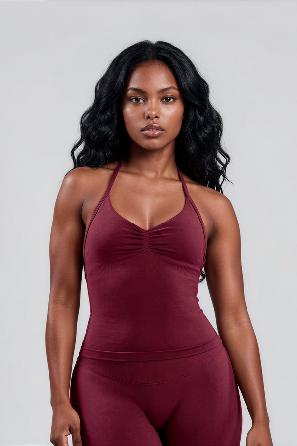 Ana Halter Top Rouge Noir