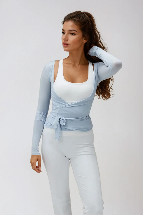 ELORIA Soft Ballet Wrap Top Bleu Ciel