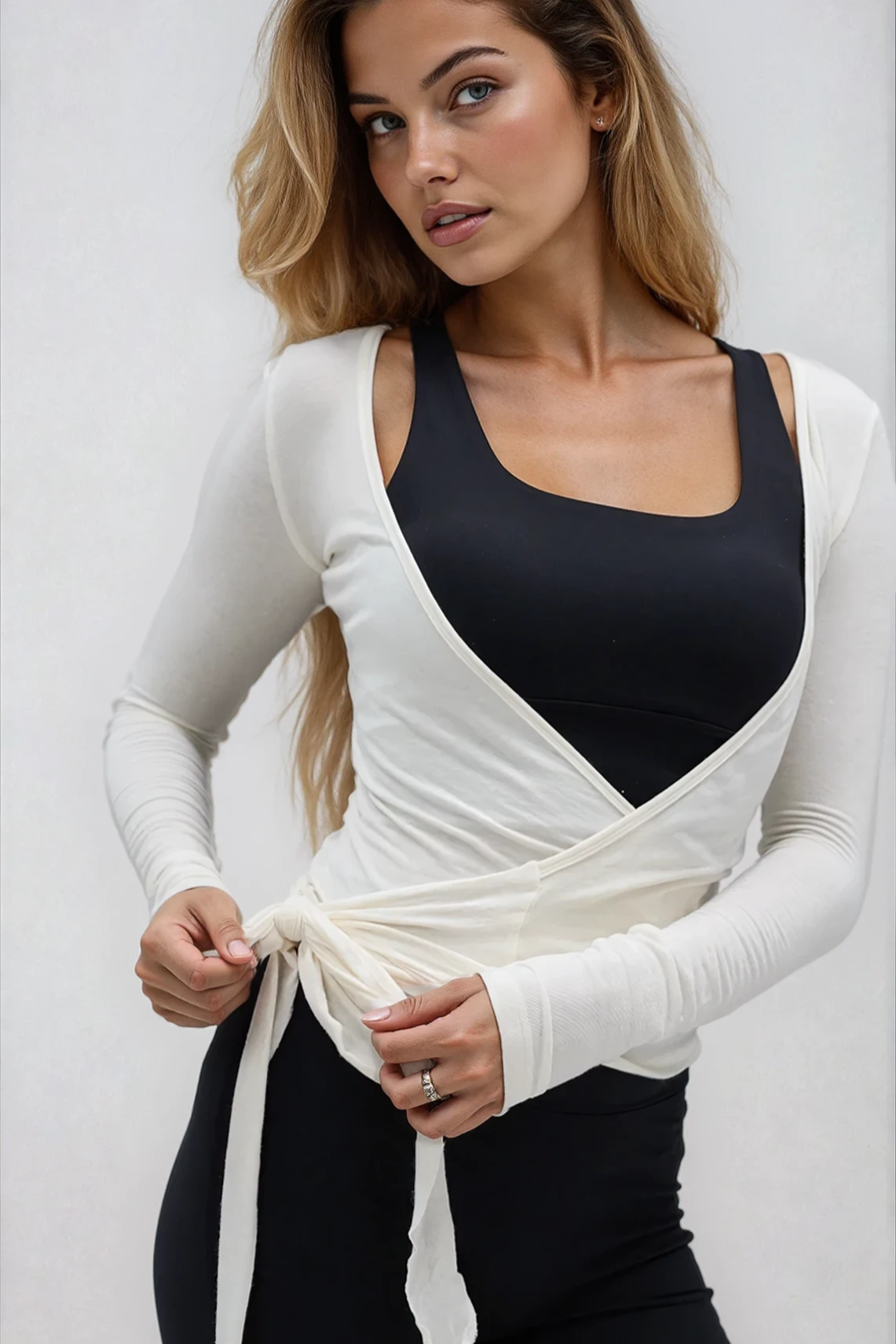 ELORIA Soft Ballet Wrap Top Blanco
