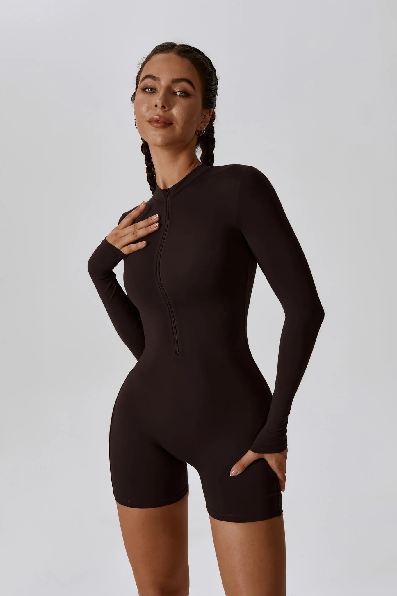 VALYSSE Zip Romper Mocca