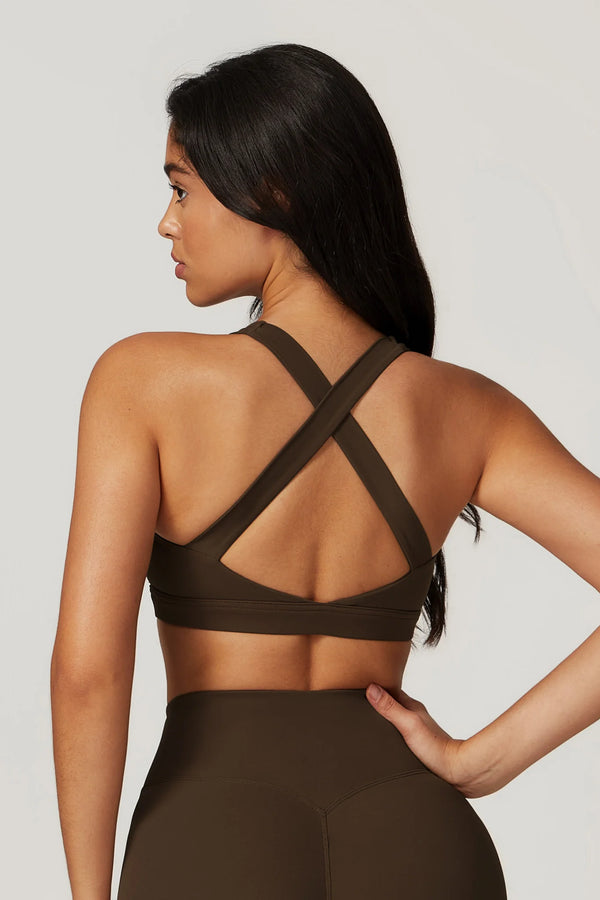 RUBIA X Back Sports Bra Mocca