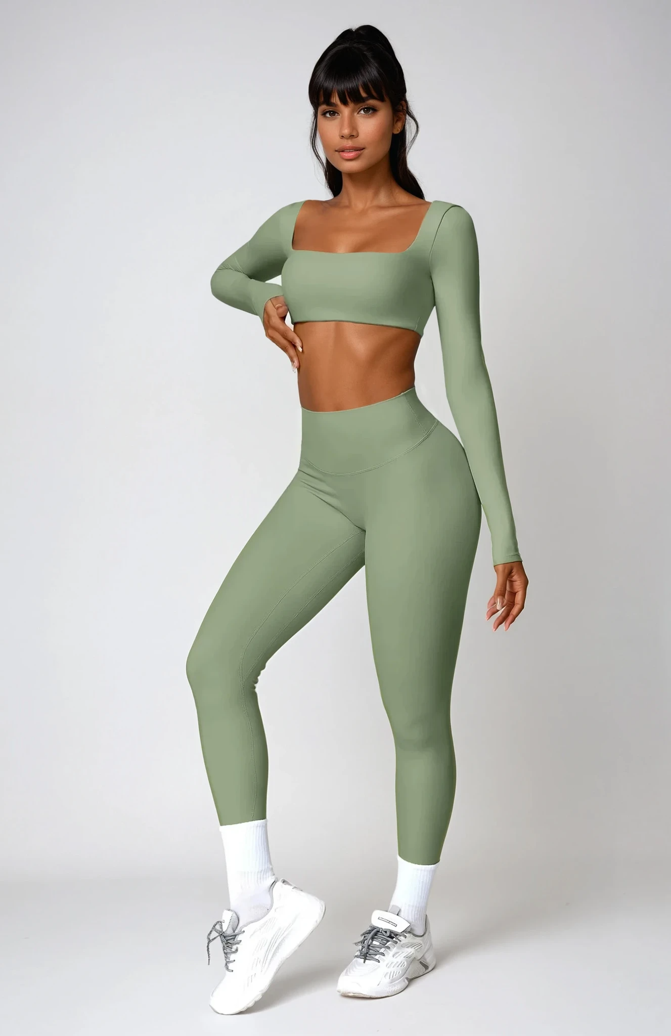 ALINÉ Crop Long Sleeve Pistachio