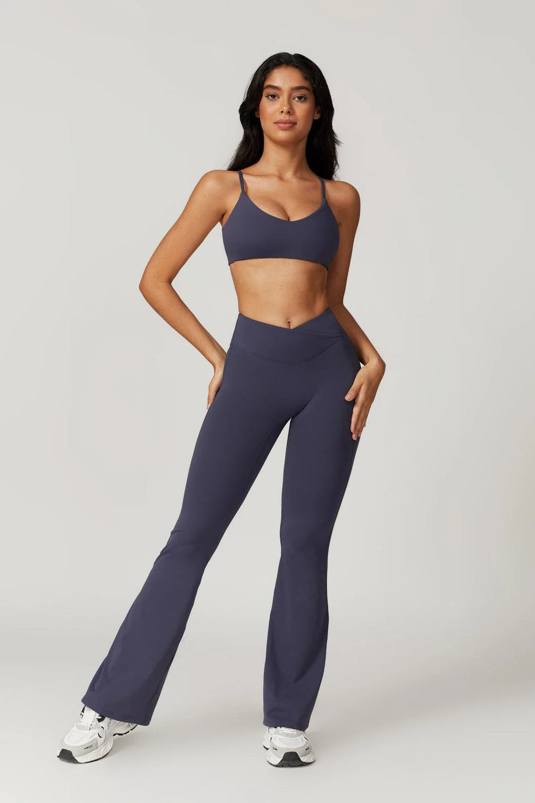 VÉRA Flared Leggings Miste Bleu