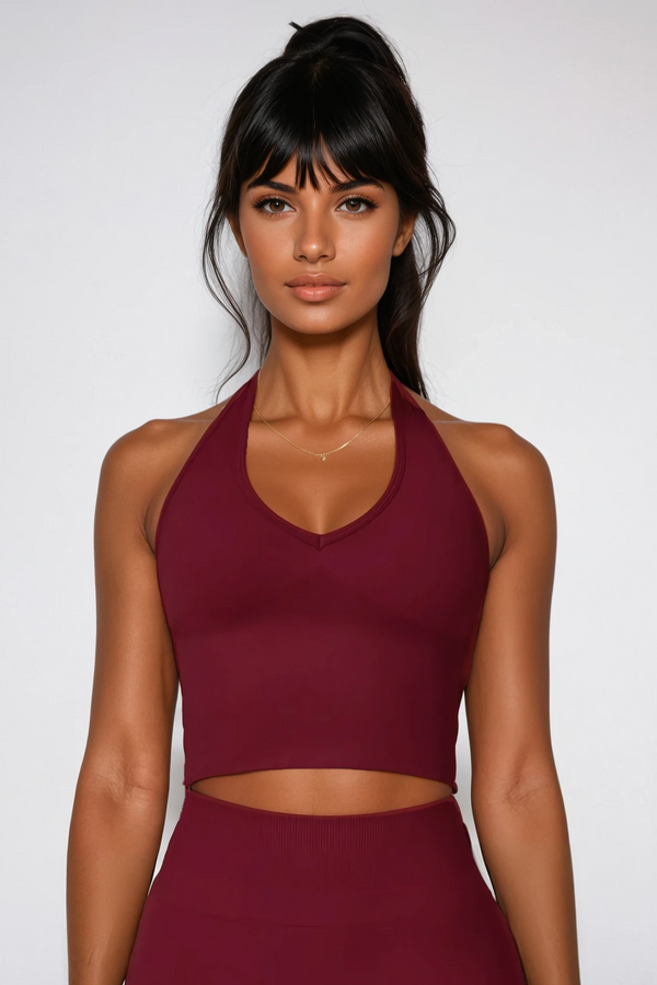 VALENCE Halter Top Rouge Noir