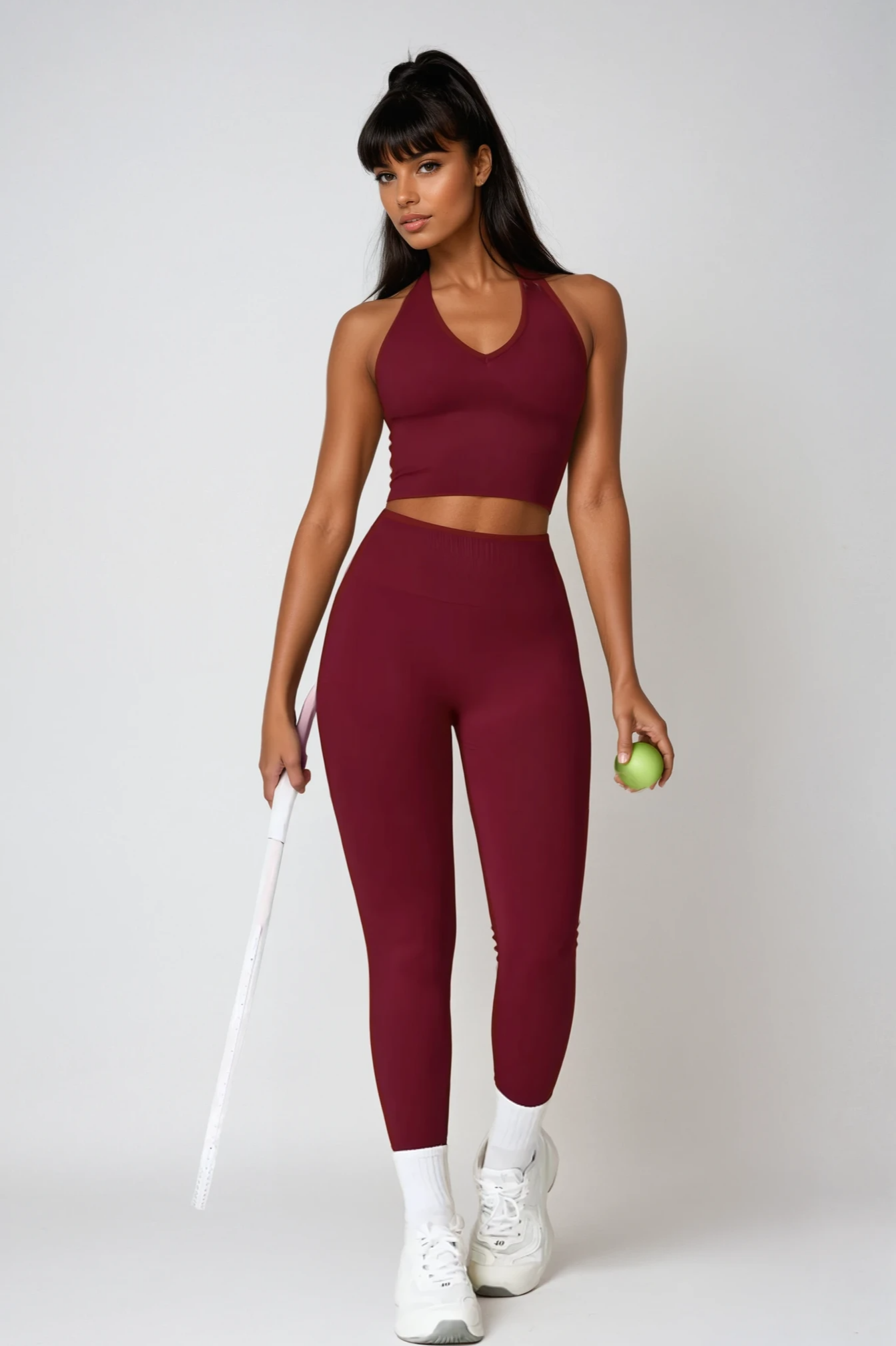 VALENCE Leggings Rouge Noir