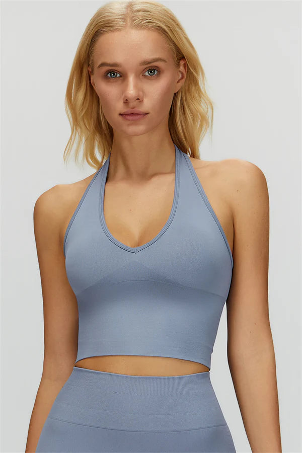 VALENCE Halter Top Soft Bleu