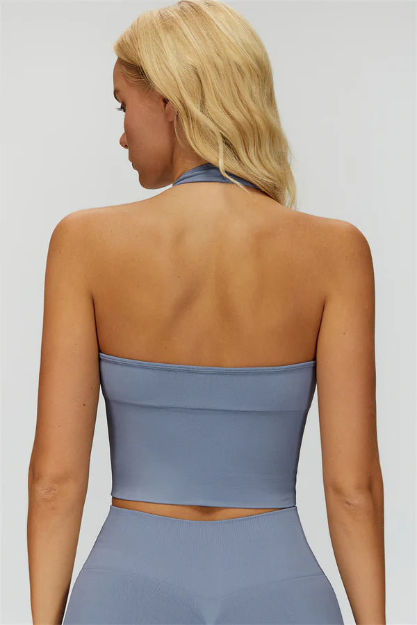 VALENCE Halter Top Soft Bleu