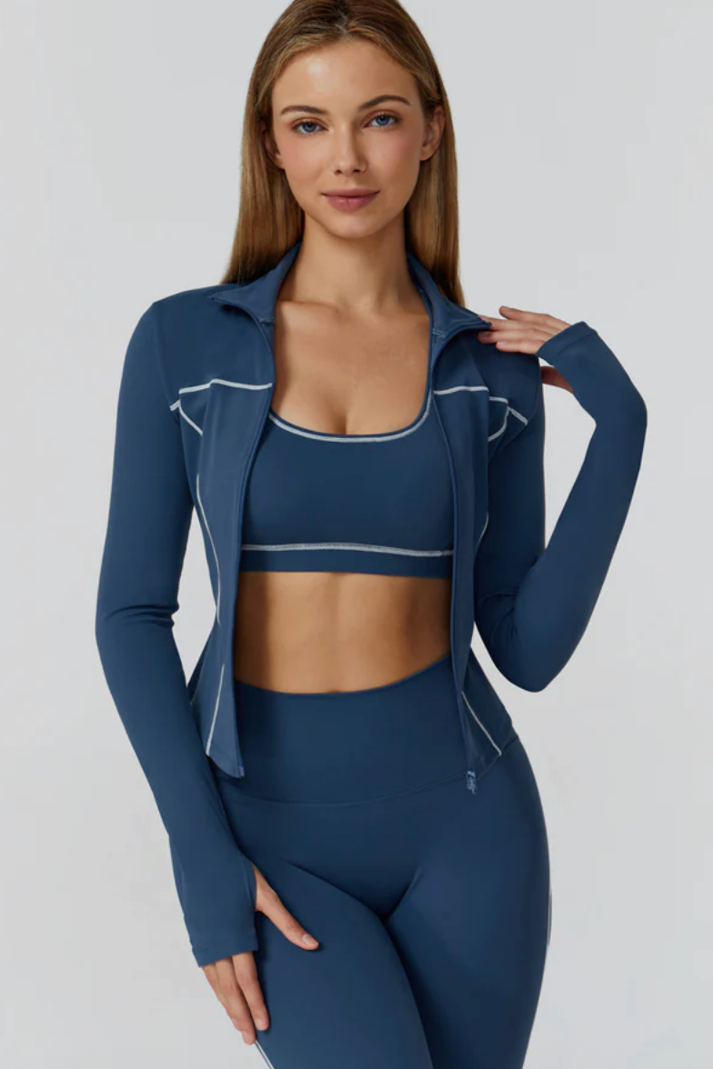 ALLURE FEMME Sleek Sculpt Jacket Bleu Irisé