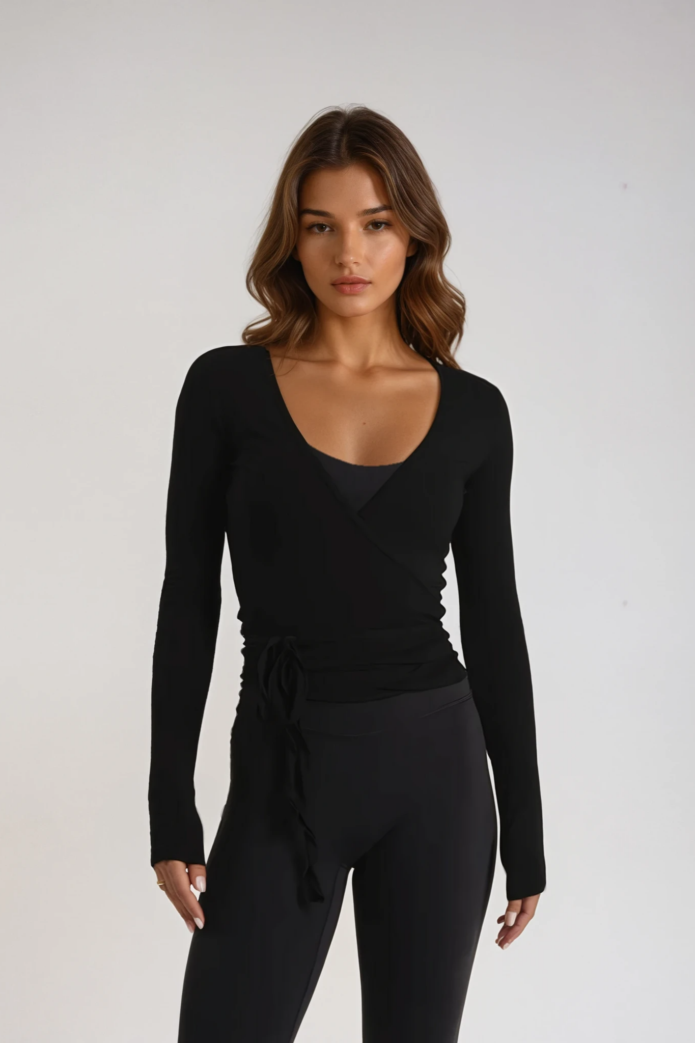 ELORIA Soft Ballet Wrap Top Onyx