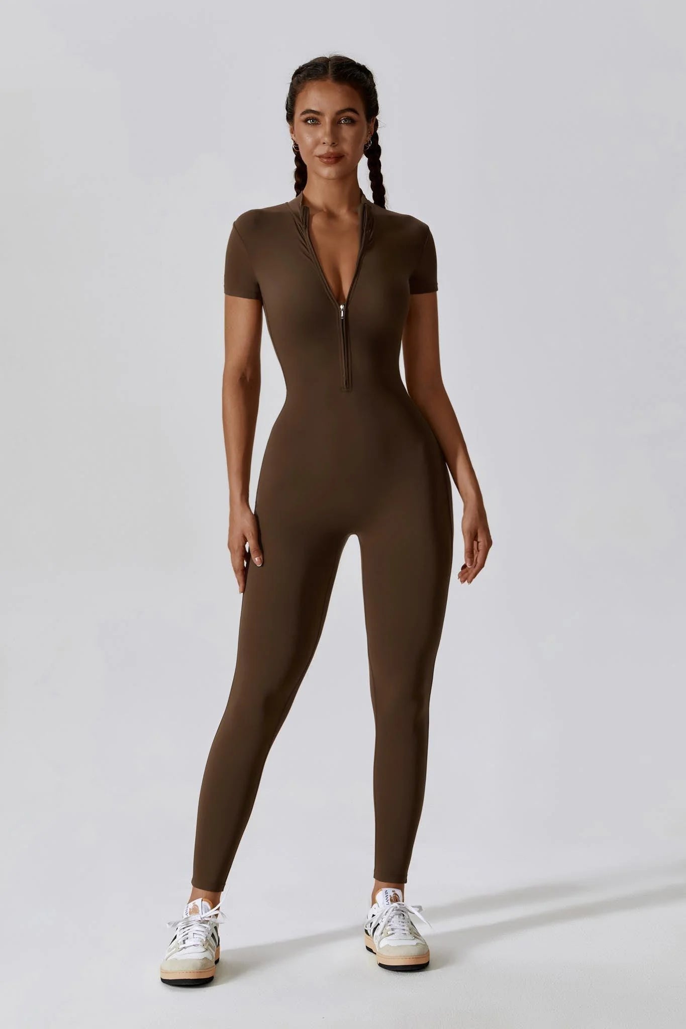 NOÉMIA Short Sleeve Jumpsuit Mocca