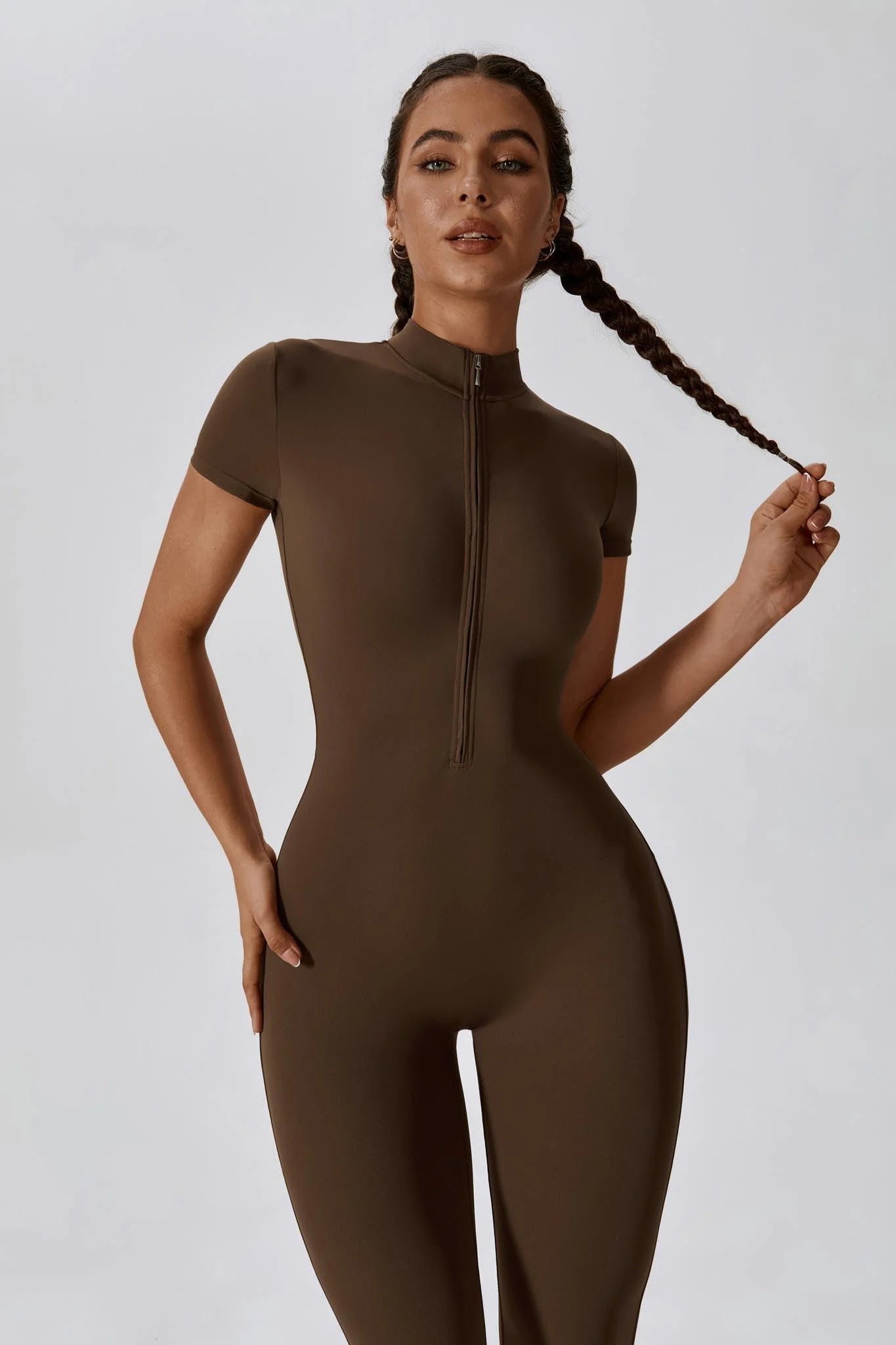 NOÉMIA Short Sleeve Jumpsuit Mocca