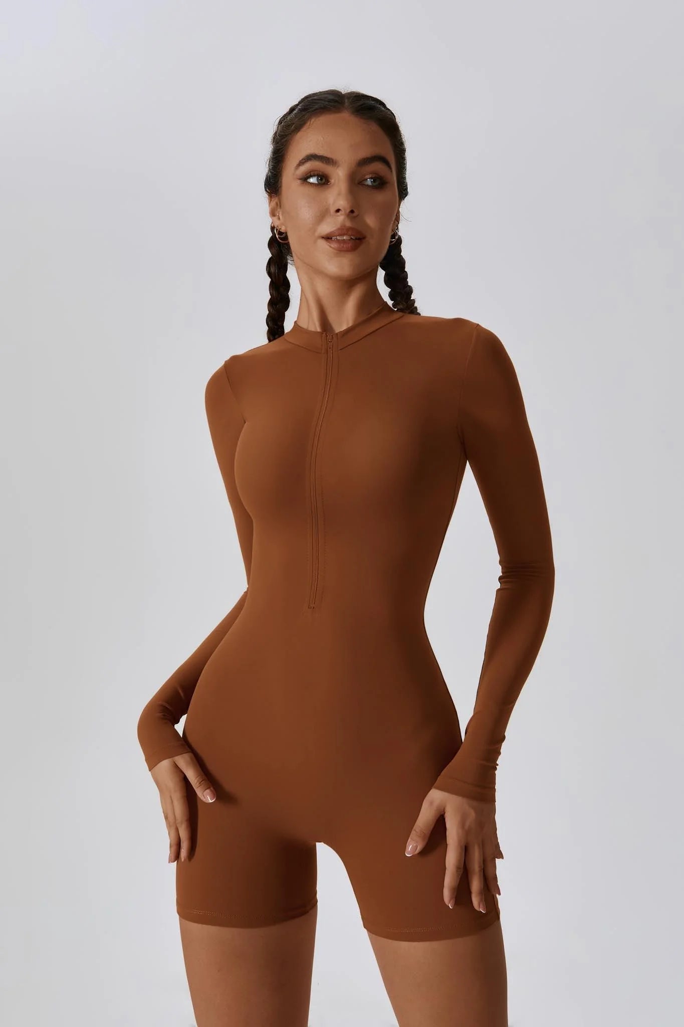 VALYSSE Zip Romper Caramel