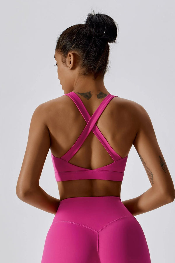 RUBIA X Back Sports Bra Fuchsia